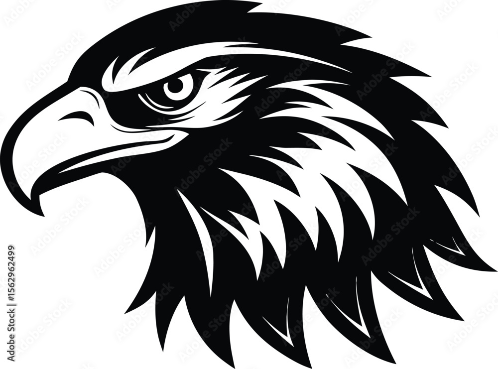Obraz premium eagle head vector silhouette, hawk head silhouette vector illustration