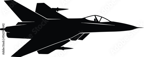 fighter aircraft  black silhouette vector,fighter plane icon illustration