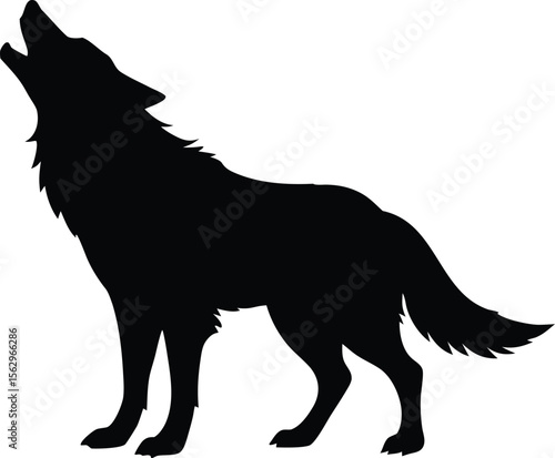 wolf howl   black silhouette vector,wolf howl  icon illustration