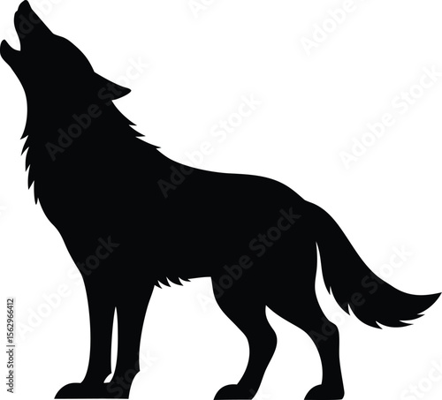 wolf howl   black silhouette vector,wolf howl  icon illustration