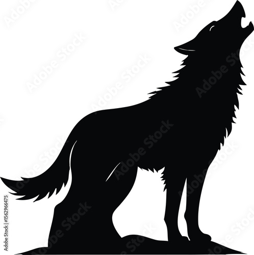 wolf howl   black silhouette vector,wolf howl  icon illustration