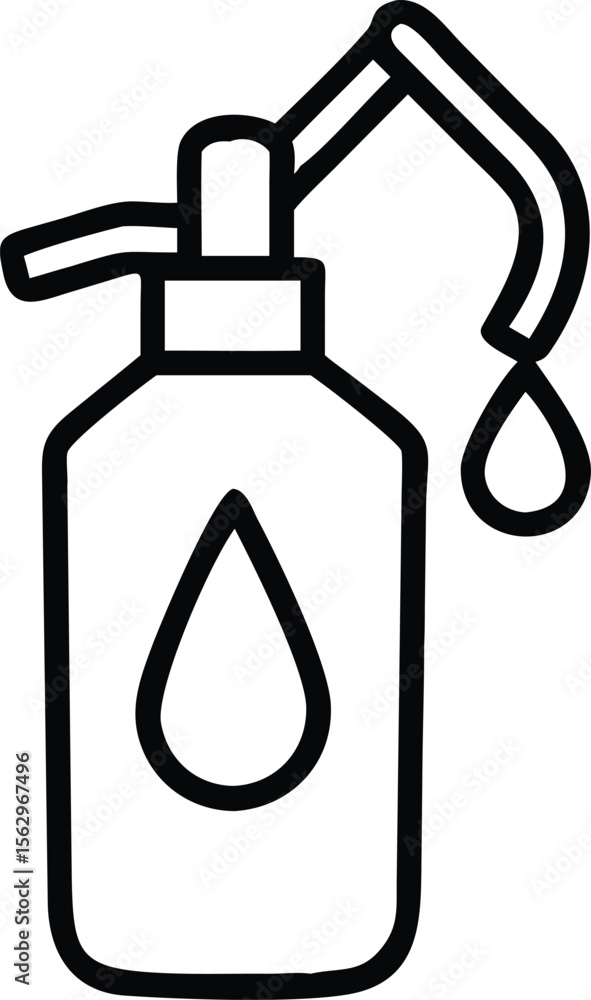Obraz premium Vector art of a simple black line art soap dispenser bottle icon isolated on white background