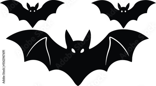 Silhouette Bats Night Creatures, Halloween Decorations, Gothic Art