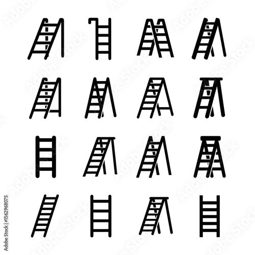 Various Ladder Types A Comprehensive Collection of Step Ladder Icons
