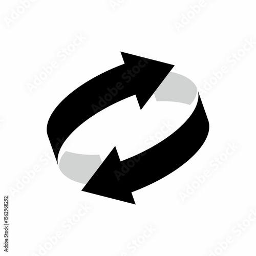 Two arrow spin icon template. Recycle round, circle refresh or restart, thin line symbol on white background