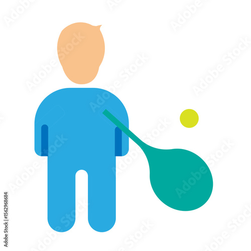 Playing Table Tennis Vector Flat Icon Design