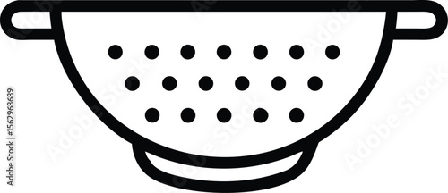 Vector art of a metal colander with small holes isolated on white background