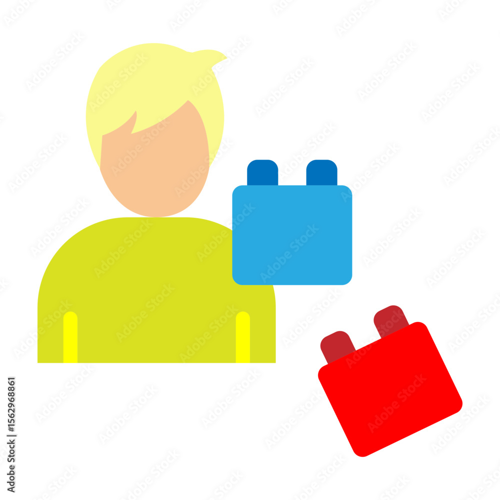 Obraz premium Playing with Blocks Vector Flat Icon Design