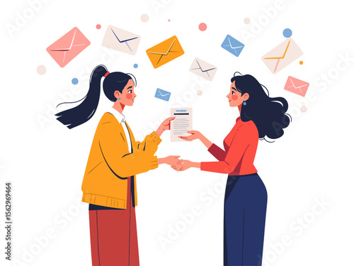 A female marketer holds an email in her hands 