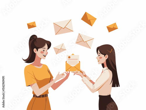 A female marketer holds an email in her hands 