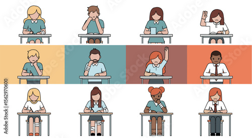 Classroom Learning Environment with Students in Different Poses Education and Diverse Learners