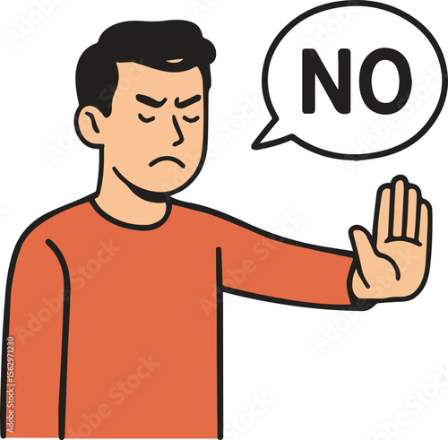 Man Saying No with Hand Gesture Illustration 