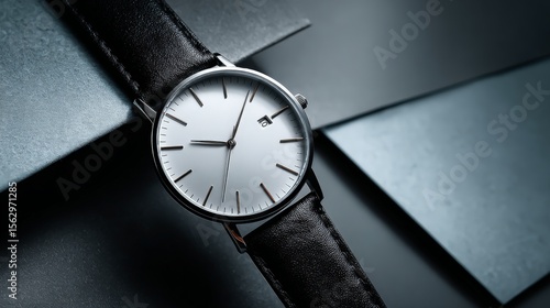 Wallpaper Mural a sleek wristwatch with a black leather strap Torontodigital.ca