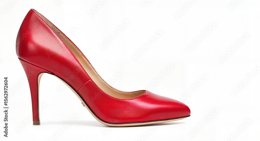 Red high heel shoe on white background Red high heel shoe on white background
