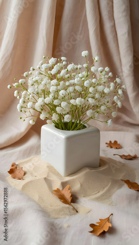 A thoughtful gift of lavender and pink roses, with white beans in a sack, capturing the essence of nature's beauty and celebration