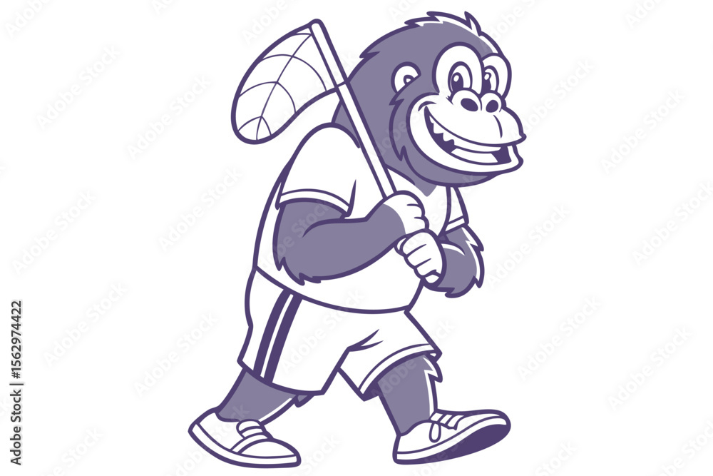 Cartoon gorilla in ornate geometric vest crawls cheerfully forward, showcasing detailed design and playful expression Cartoon gorilla in ornate geometric vest crawls cheerfully forward, showcasing detailed design and playful expression