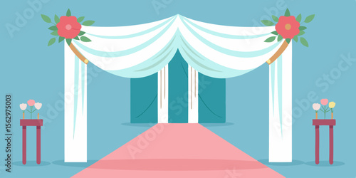 Elegant red carpet with a floral pattern, perfect for a vintage theater stage or a festive Christmas room interior design