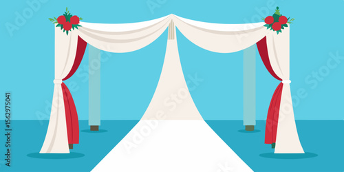 Circus tent vector illustration with red curtain decoration, perfect for carnival or theater show entertainment