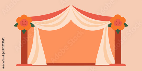 Circus tent vector illustration showing a blue carnival marquee, perfect for a summer entertainment show or outdoor amusement decoration