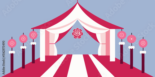 Family fun under the vibrant circus tent vector illustration, a cartoon symbol of entertainment and amusement