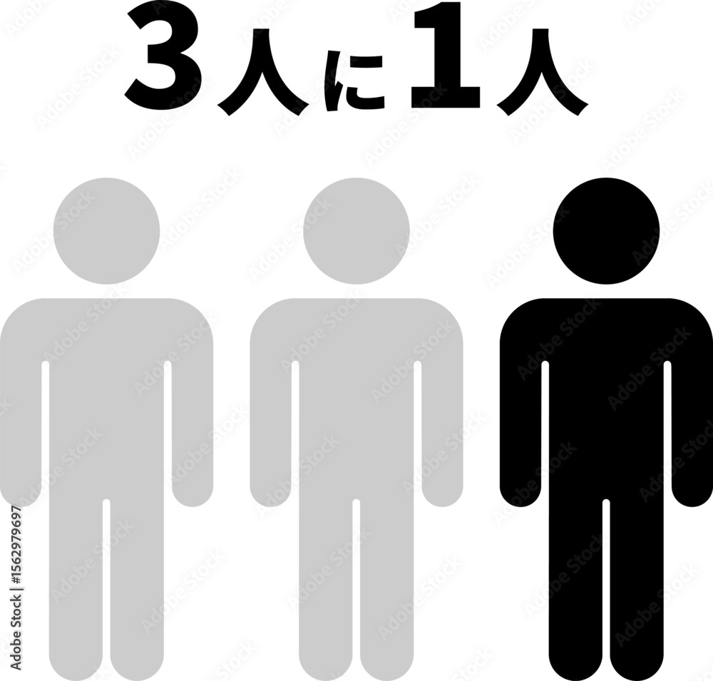3人に1人 シンプルなピクトグラム 3人に1人 シンプルなピクトグラム