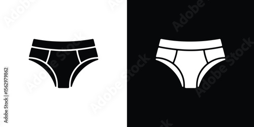 Black and White Illustration of Men's Underwear Briefs Presented in Opposing Tones