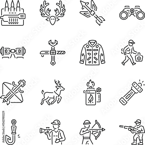 Collection of Linear Style Hunting Icons 

