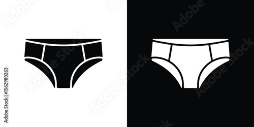 Black and White Two Silhouettes of Women's Underwear on Split Background