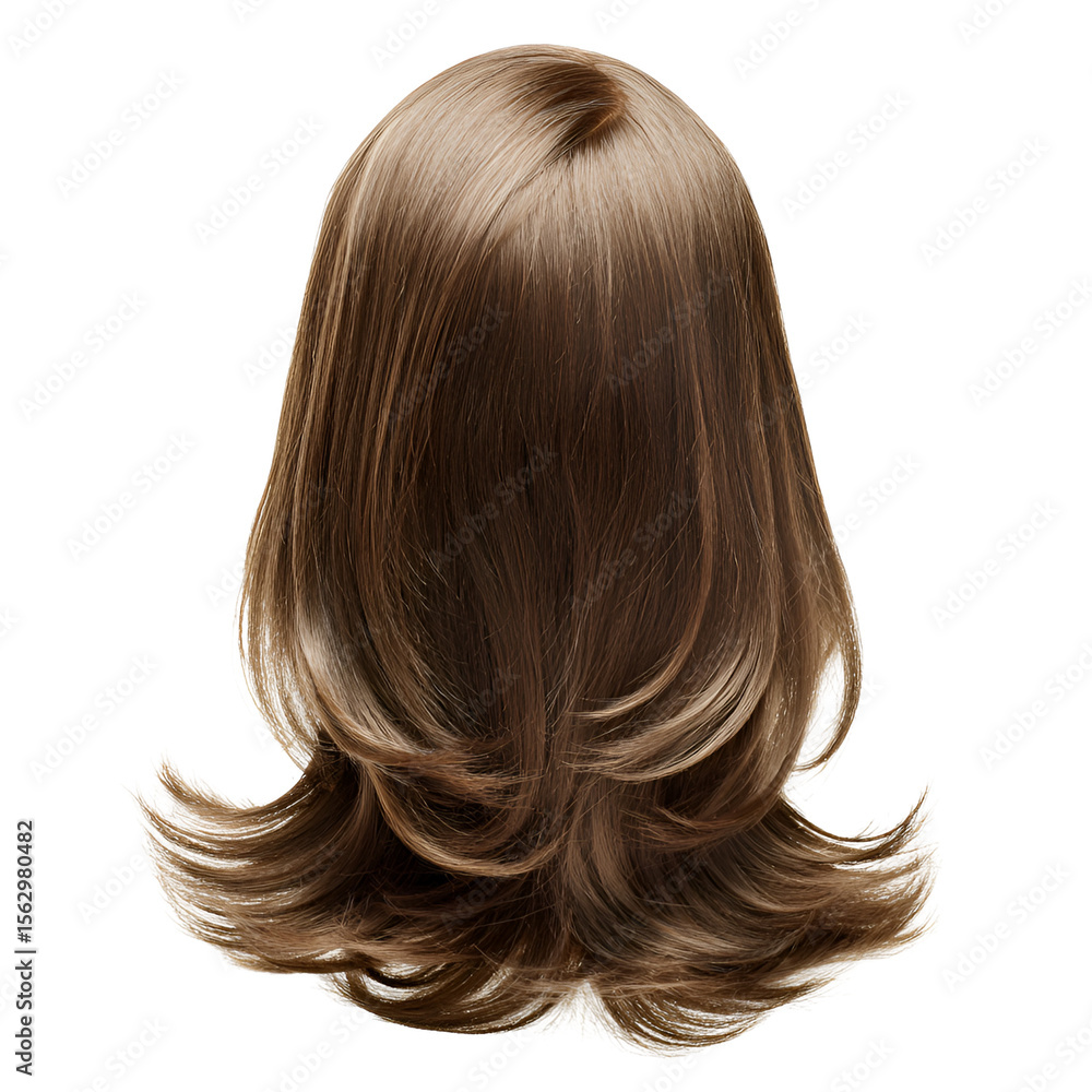 Naklejka premium Silky Brown Hair Wig Isolated on White