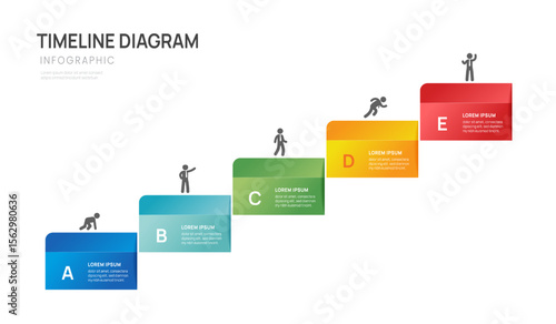 Business road map timeline infographic 5 steps to success growth. with icons and graphic elements. Vector illustration