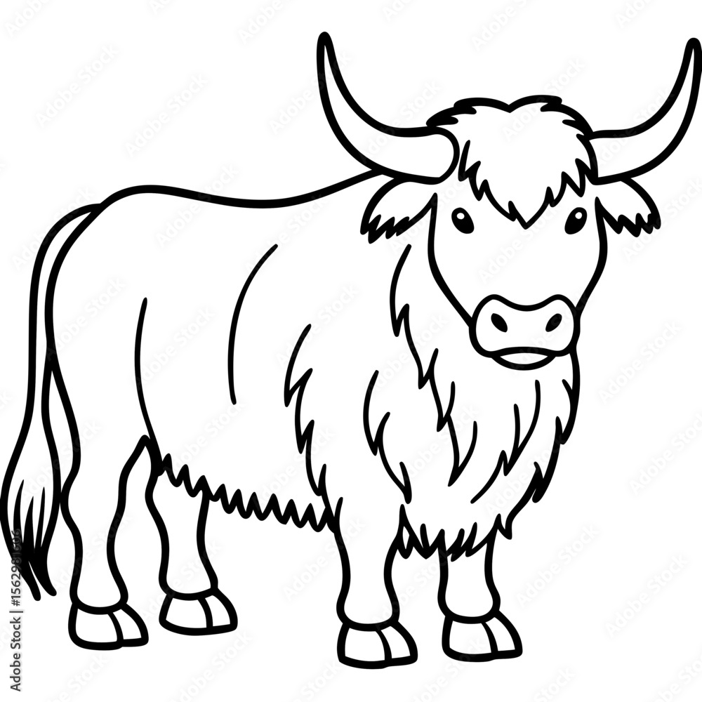 Yak Silhouette in Clean Line Style Yak Silhouette in Clean Line Style