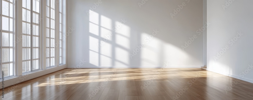 Obraz premium Empty Room with Sunlight and Window Shadows