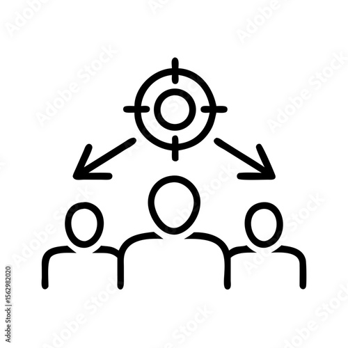 Group of three people targeting shared goal concept  
