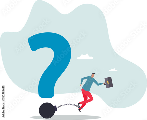 Struggle with unanswered question, problem or difficulty, hard questions or unsolvable quest.character for design.