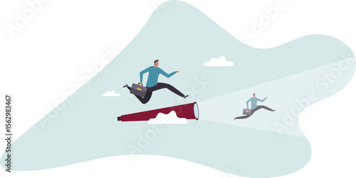 Create strong vision to lead to business success, ambition to set direction and reach goal and target, mission or career path,character for design.