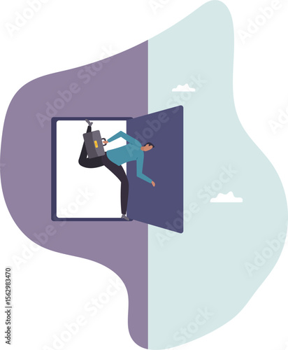 Business dead end, mistake or problem, obstacle or difficulty in work, hopelessness career path or challenge.character for design.
