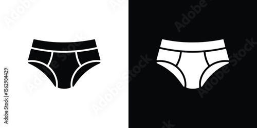 Illustration of Men's Briefs Black on White and White on Black Style