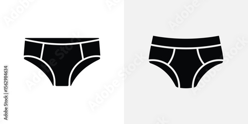 Illustration Two Black Silhouettes of Women's Briefs Against a Split Background