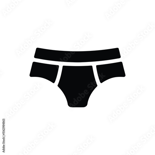 Isolated black brief icon showcases a simple and minimalist undergarment on transparent backdrop