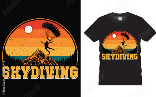 Skydiving t shirt design template,