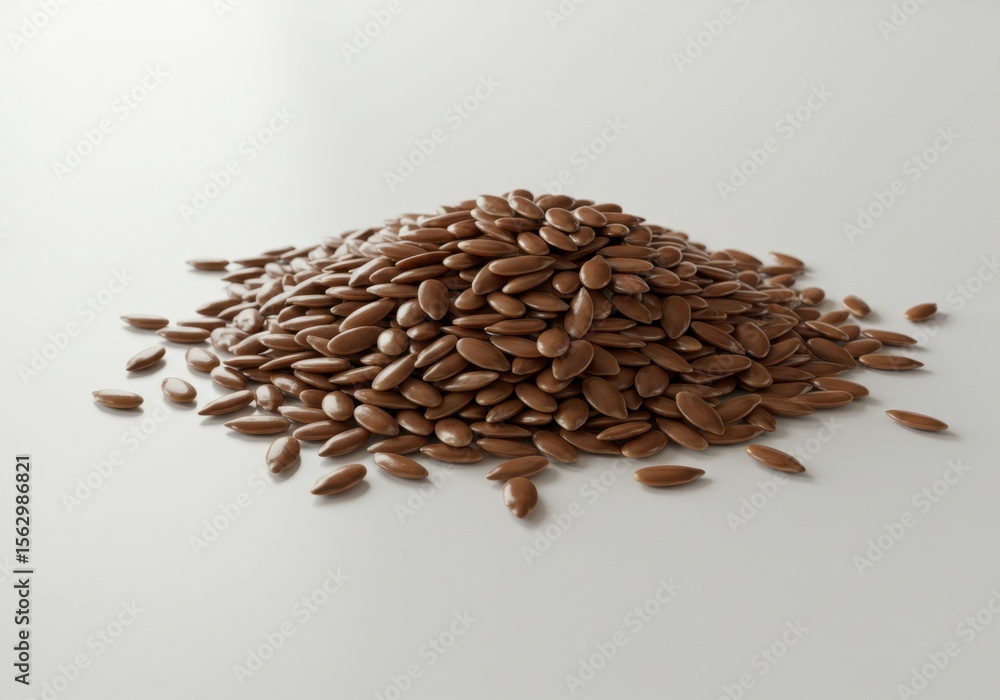 Obraz premium Pile of brown flax seeds, also known as linseeds, isolated on white background