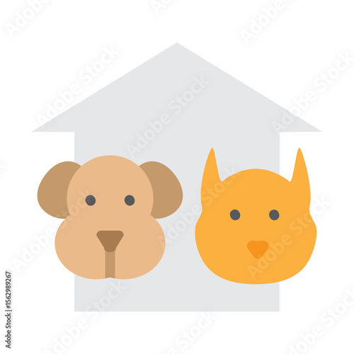 Pets Shelter Vector Flat Icon Design