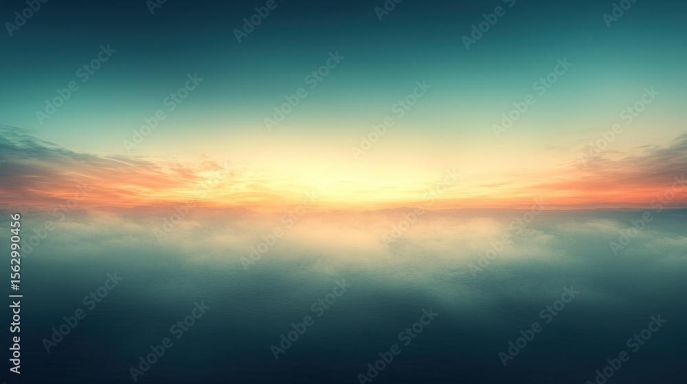 Obraz premium Sunset glow above misty layer