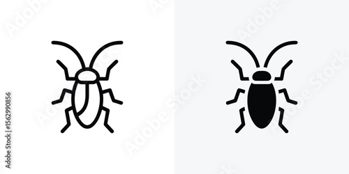 Two cockroach icons on a white backdrop showcase distinct line and glyph styles
