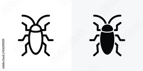 Two cockroach icons, one in white outline and the other in solid black, stand distinctly