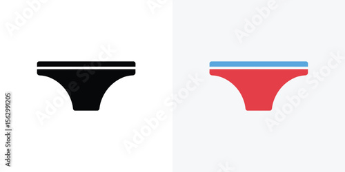 Two female underpants icons One is black, the other is red with blue