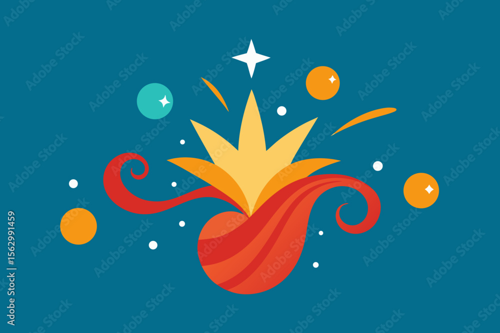 Obraz premium Abstract floral vector illustration with colorful nature elements like flowers, butterflies, and fish, perfect for summer ocean art or wallpaper design
