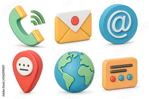 Communication icons phone envelope at symbol globe location