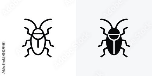 Two minimalist bug icons display a light line and a solid silhouette