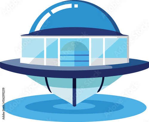 Futuristic Dome House on Platform Vector